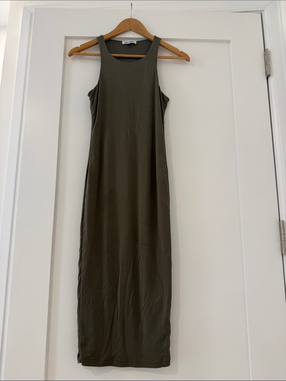 Good American Olive Green Sleeveless Maxi Tank Dress